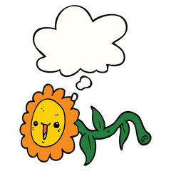 cartoon flower and thought bubble
