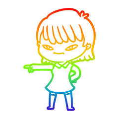 rainbow gradient line drawing cartoon woman
