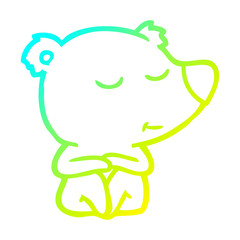 cold gradient line drawing happy cartoon polar bear