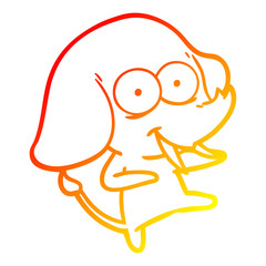 Obraz premium warm gradient line drawing happy cartoon elephant