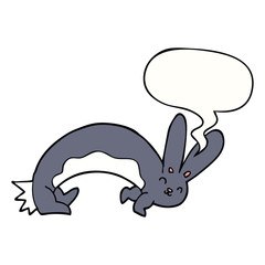 funny cartoon rabbit and speech bubble