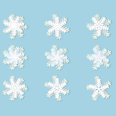 Christmas paper snowflakes with shadow