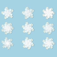 Christmas paper snowflakes with shadow