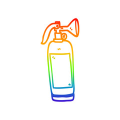 rainbow gradient line drawing cartoon fire extinguisher