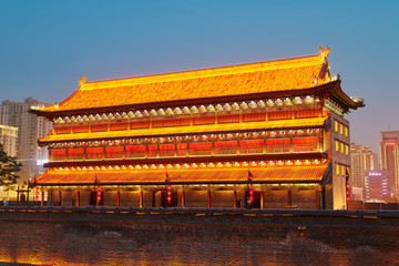 The beautiful city gate tower of Xi'an city of China.