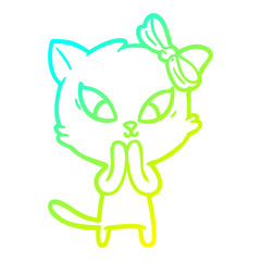 cold gradient line drawing cartoon cat