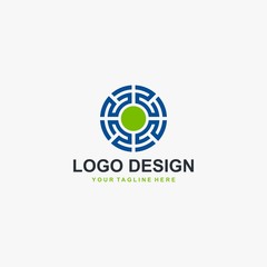Circle technology logo element icon design, abstract labyrinth illustration design. Tech logo for business company.