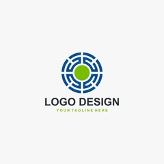 Circle technology logo element icon design, abstract labyrinth illustration design. Tech logo for business company.