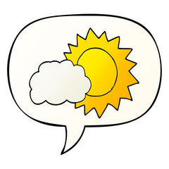 cartoon weather and speech bubble in smooth gradient style