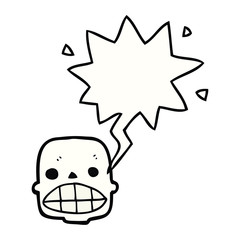 cartoon skull and speech bubble
