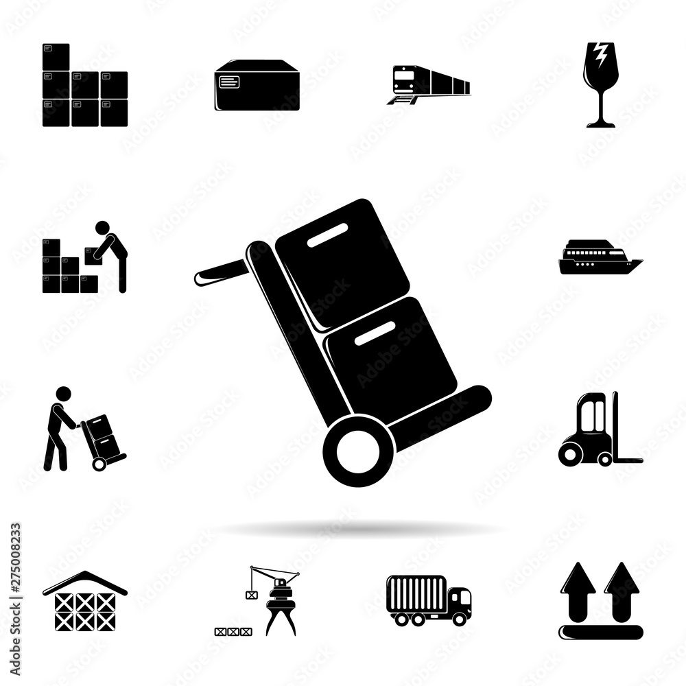 Poster cart with boxes icon. universal set of logistic for website design and development, app development