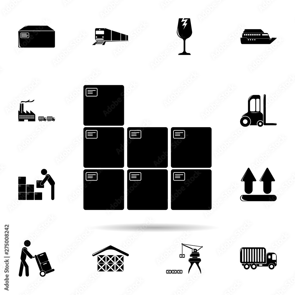 Poster assembled boxes icon. universal set of logistic for website design and development, app development