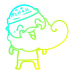 cold gradient line drawing happy bearded man