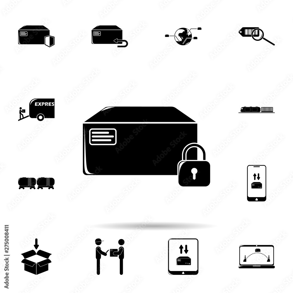 Poster lock box icon. universal set of logistic for website design and development, app development