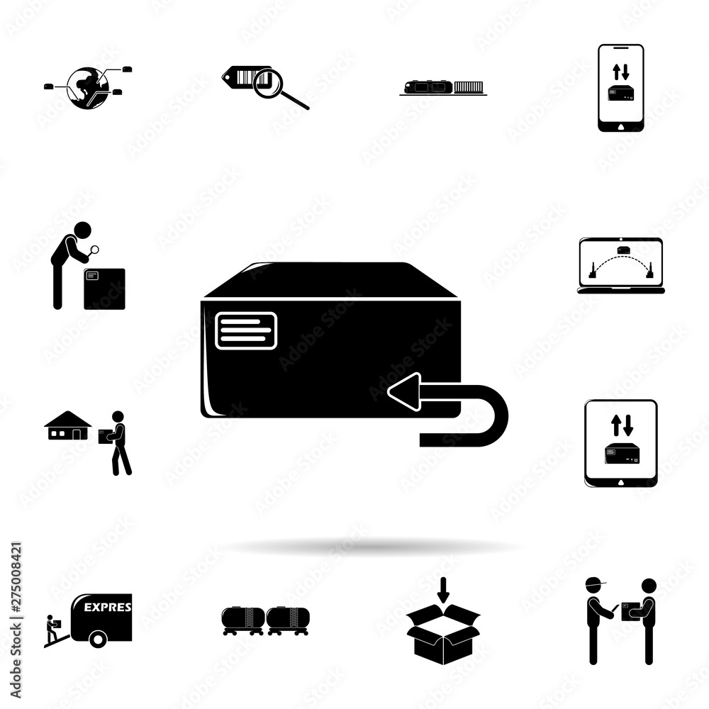 Poster return box icon. universal set of logistic for website design and development, app development