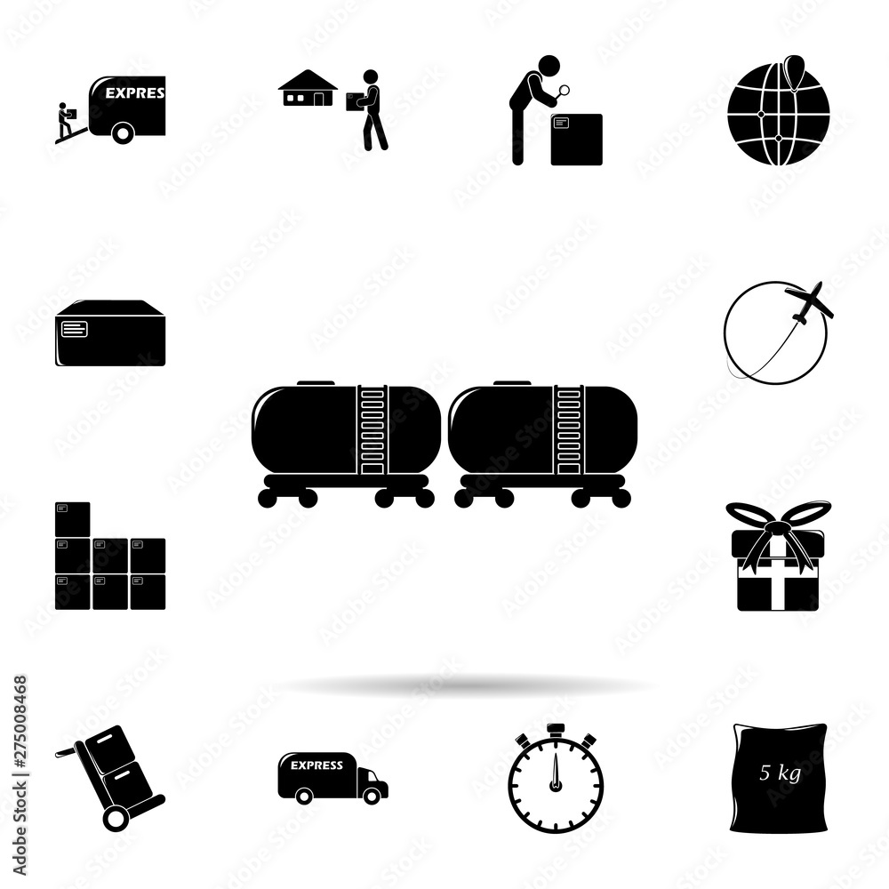 Poster wagons with fuel icon. universal set of logistic for website design and development, app development