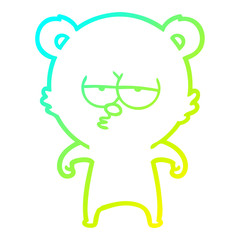 cold gradient line drawing bored bear cartoon