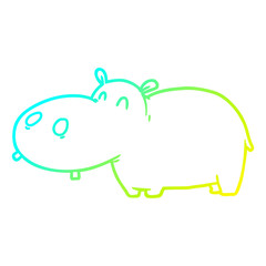 cold gradient line drawing cartoon hippo