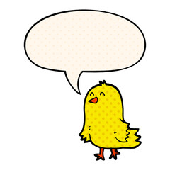 cartoon bird and speech bubble in comic book style