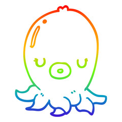 rainbow gradient line drawing cartoon octopus