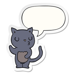 cute cartoon cat and speech bubble sticker