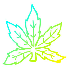cold gradient line drawing cartoon marijuana leaf