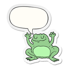cartoon frog and speech bubble sticker