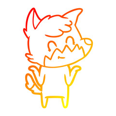 warm gradient line drawing cartoon happy fox