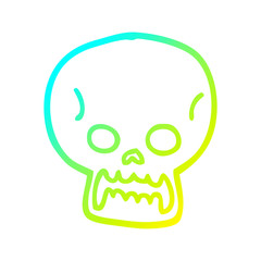 Obraz premium cold gradient line drawing cartoon halloween skull