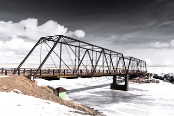 Wrought Iron Bridge - Costilla County, Colorado. Built in 1892. Spanning the Rio Grande in winter.2