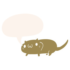 cartoon cat and speech bubble in retro style