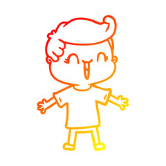 Obraz premium warm gradient line drawing cartoon laughing boy