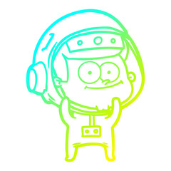 cold gradient line drawing happy astronaut cartoon