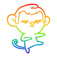 rainbow gradient line drawing cartoon annoyed monkey