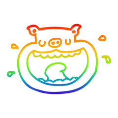 rainbow gradient line drawing cartoon obnoxious pig