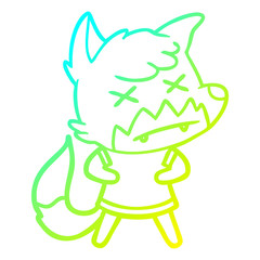 cold gradient line drawing cartoon dead fox