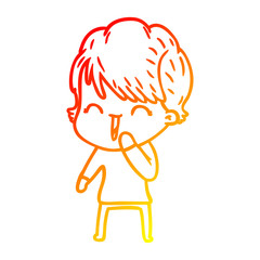 warm gradient line drawing cartoon laughing woman