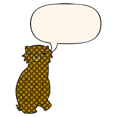 cartoon bear and speech bubble in comic book style