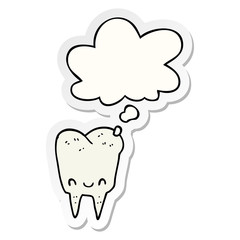 cartoon tooth and thought bubble as a printed sticker