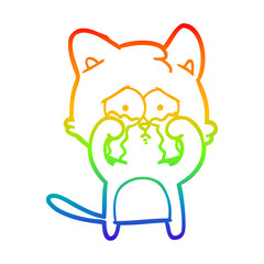 rainbow gradient line drawing cartoon cat