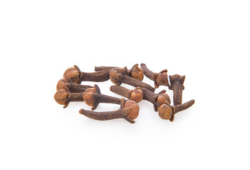 Dried clove on white background