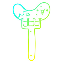 cold gradient line drawing cartoon sausage and fork