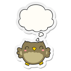 cute cartoon owl and thought bubble as a printed sticker