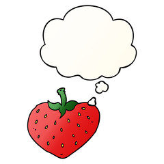 cartoon strawberry and thought bubble in smooth gradient style