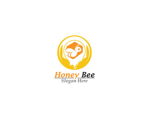 Bee and Honey comb logo template