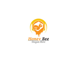 Bee and Honey comb logo template