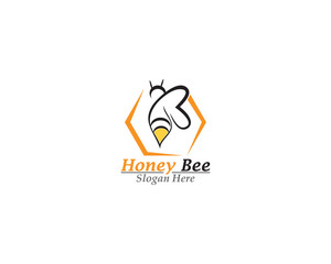 Bee and Honey comb logo template