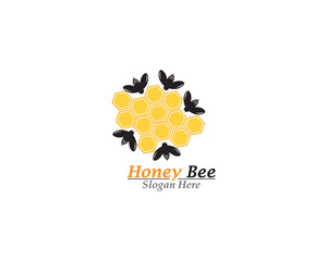 Bee and Honey comb logo template