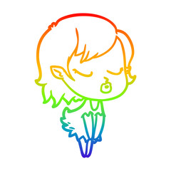 rainbow gradient line drawing cute cartoon vampire girl