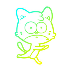 cold gradient line drawing cartoon nervous cat